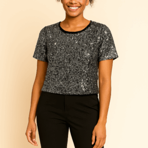 Blusa paetê prata
