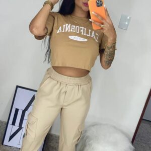 Calça beje jogger