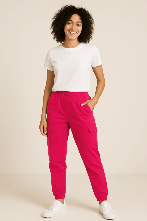 Calça jogger rosa moletinho
