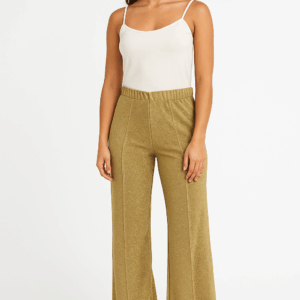 Calça pantalona lurex dourada