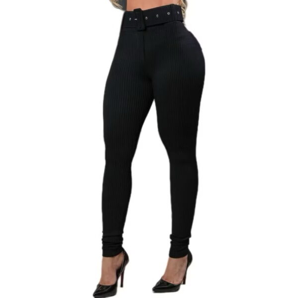 Calça preta canelado com cinto (Priscila)
