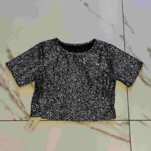 Blusa paetê prata