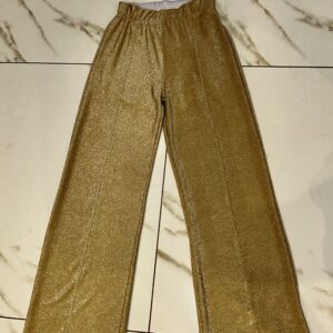 Calça pantalona lurex dourada