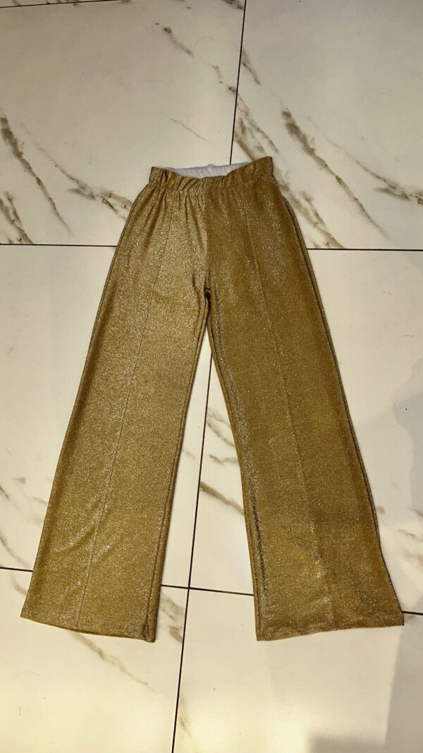 Calça pantalona lurex dourada
