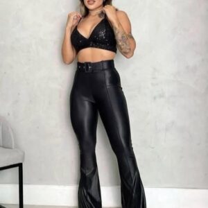 Calça preta courino (Yara)