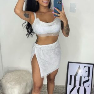 Trio tule branco