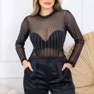 Body tule preto strass