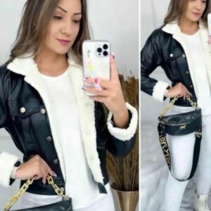 Casaco courino peluciado